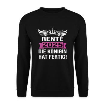 Pension 2025 Pensionärin 2025 Rente 2025 - Unisex Pullover - Schwarz - Vorne - Alina (178cm) & Michal (187cm)