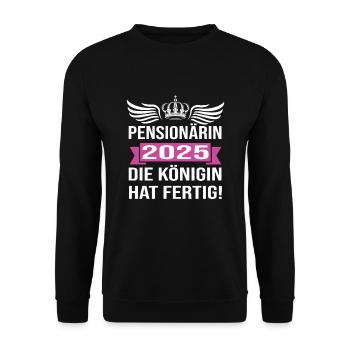 Pension 2025 Pensionärin 2025 Rente 2025 - Unisex Pullover - Schwarz - Vorne - Alina (178cm) & Michal (187cm)
