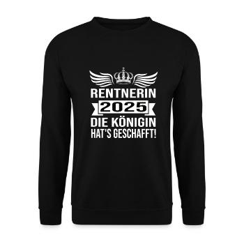 Pension 2025 Pensionärin 2025 Rente 2025 - Unisex Pullover - Schwarz - Vorne - Alina (178cm) & Michal (187cm)