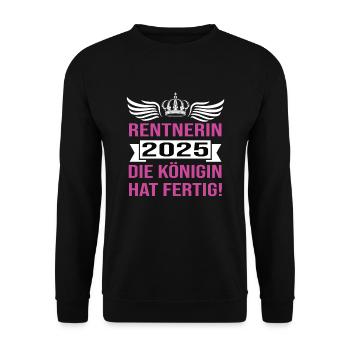 Pension 2025 Pensionärin 2025 Rente 2025 - Unisex Pullover - Schwarz - Vorne - Alina (178cm) & Michal (187cm)