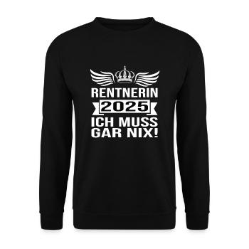 Pension 2025 Pensionärin 2025 Rente 2025 - Unisex Pullover - Schwarz - Vorne - Alina (178cm) & Michal (187cm)