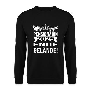 Pension 2025 Pensionärin 2025 Rente 2025 - Unisex Pullover - Schwarz - Vorne - Alina (178cm) & Michal (187cm)