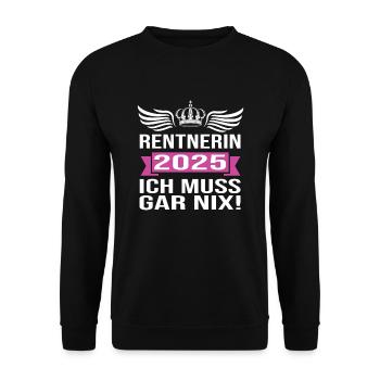 Pension 2025 Pensionärin 2025 Rente 2025 - Unisex Pullover - Schwarz - Vorne - Alina (178cm) & Michal (187cm)