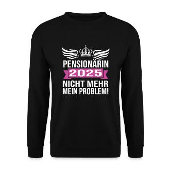 Pension 2025 Pensionärin 2025 Rente 2025 - Unisex Pullover - Schwarz - Vorne - Alina (178cm) & Michal (187cm)