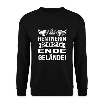 Pension 2025 Pensionärin 2025 Rente 2025 - Unisex Pullover - Schwarz - Vorne - Alina (178cm) & Michal (187cm)