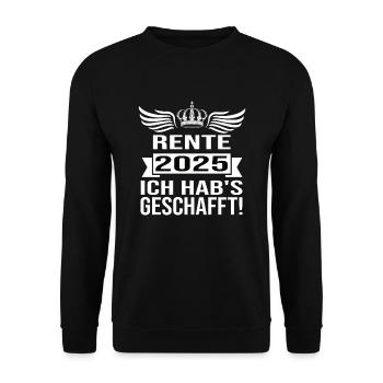 Pension 2025 Pensionärin 2025 Rente 2025 - Unisex Pullover - Schwarz - Vorne - Alina (178cm) & Michal (187cm)