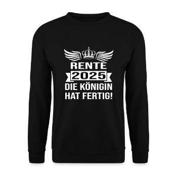 Pension 2025 Pensionärin 2025 Rente 2025 - Unisex Pullover - Schwarz - Vorne - Alina (178cm) & Michal (187cm)