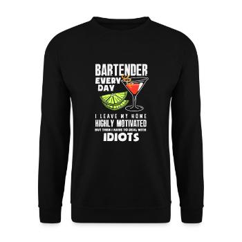 Lustiger Barkeeper Spruch Barkeeper Geschenk - Unisex Pullover - Schwarz - Vorne - Alina (178cm) & Michal (187cm)