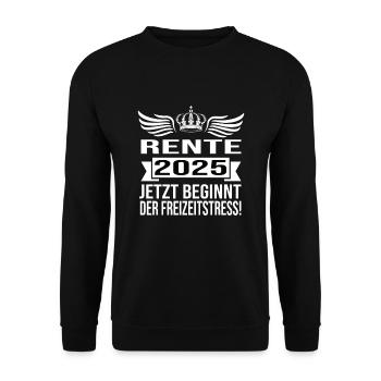abschiPension 2025 Pensioner 2025 Pension 2025 - Unisex Sweatshirt - black - Front - Alina (178cm) & Michal (187cm)