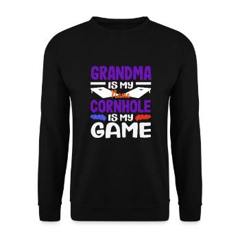 Funny Cornhole Player Gift - Unisex Sweatshirt - black - Front - Alina (178cm) & Michal (187cm)
