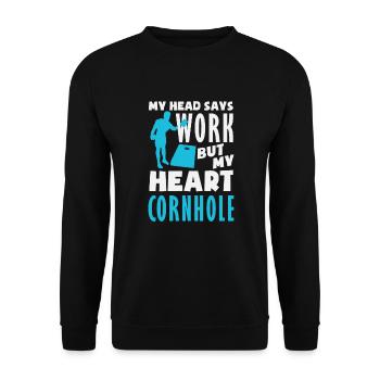 Funny Cornhole Player Gift - Unisex Sweatshirt - black - Front - Alina (178cm) & Michal (187cm)