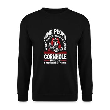 Funny Cornhole Player Gift - Unisex Sweatshirt - black - Front - Alina (178cm) & Michal (187cm)