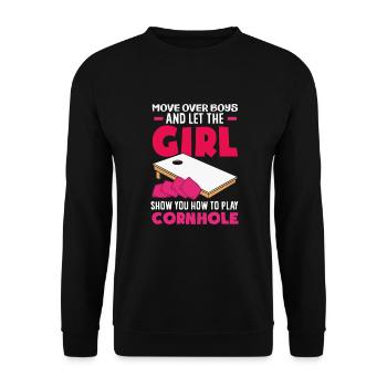 Funny Cornhole Player Gift - Unisex Sweatshirt - black - Front - Alina (178cm) & Michal (187cm)