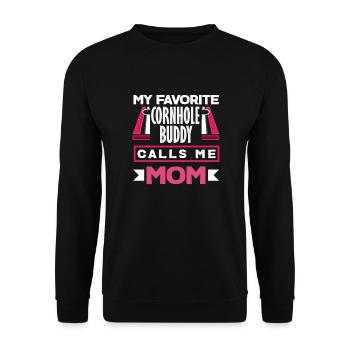 Funny Cornhole Player Gift - Unisex Sweatshirt - black - Front - Alina (178cm) & Michal (187cm)