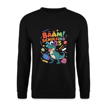 Schulkind 2025 Einschulung Schulanfang - Unisex Pullover - Schwarz - Vorne - Alina (178cm) & Michal (187cm)
