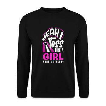 Funny Cornhole Player Gift - Unisex Sweatshirt - black - Front - Alina (178cm) & Michal (187cm)