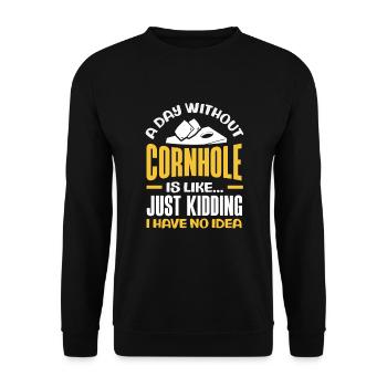 Funny Cornhole Player Gift - Unisex Sweatshirt - black - Front - Alina (178cm) & Michal (187cm)