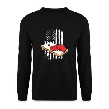 Funny Cornhole Player Gift - Unisex Sweatshirt - black - Front - Alina (178cm) & Michal (187cm)
