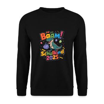 Schulkind 2025 Einschulung Schulanfang - Unisex Pullover - Schwarz - Vorne - Alina (178cm) & Michal (187cm)