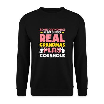 Funny Cornhole Player Gift - Unisex Sweatshirt - black - Front - Alina (178cm) & Michal (187cm)