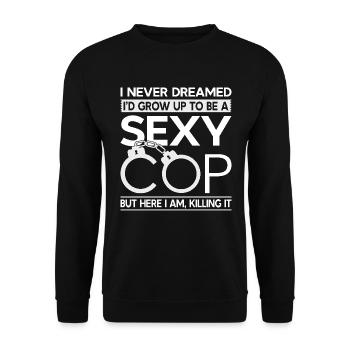 Polizist Lustiges Polizei Outfit - Unisex Pullover - Schwarz - Vorne - Alina (178cm) & Michal (187cm)