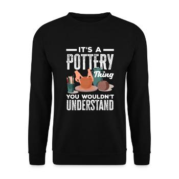 Lustiges Töpfer Töpfern Geschenk Geschenkidee - Unisex Pullover - Schwarz - Vorne - Alina (178cm) & Michal (187cm)
