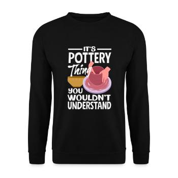 Lustiges Töpfer Töpfern Geschenk Geschenkidee - Unisex Pullover - Schwarz - Vorne - Alina (178cm) & Michal (187cm)