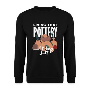 Lustiges Töpfer Töpfern Geschenk Geschenkidee - Unisex Pullover - Schwarz - Vorne - Alina (178cm) & Michal (187cm)