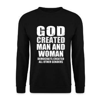 God Created Man - Unisex Sweatshirt - black - Front - Alina (178cm) & Michal (187cm)