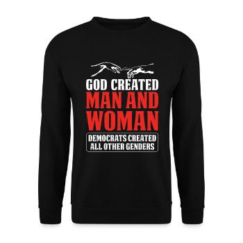 God Created Man - Unisex Sweatshirt - black - Front - Alina (178cm) & Michal (187cm)