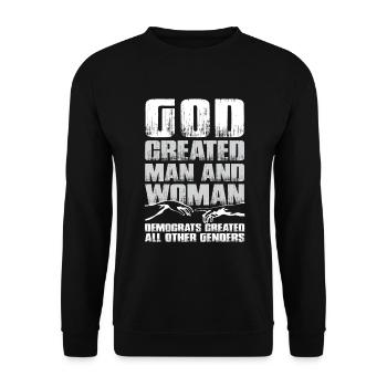 God Created Man - Unisex Sweatshirt - black - Front - Alina (178cm) & Michal (187cm)
