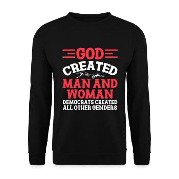 God Created Man - Unisex Sweatshirt - black - Front - Alina (178cm) & Michal (187cm)