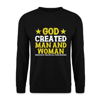 God Created Man - Unisex Sweatshirt - black - Front - Alina (178cm) & Michal (187cm)