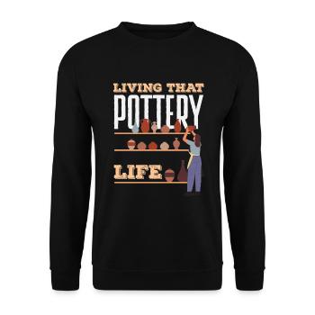 Lustiges Töpfer Töpfern Geschenk Geschenkidee - Unisex Pullover - Schwarz - Vorne - Alina (178cm) & Michal (187cm)