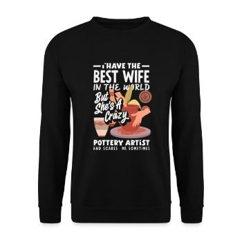 Lustiges Töpfer Töpfern Geschenk Geschenkidee - Unisex Pullover - Schwarz - Vorne - Alina (178cm) & Michal (187cm)