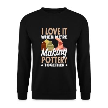 Lustiges Töpfer Töpfern Geschenk Geschenkidee - Unisex Pullover - Schwarz - Vorne - Alina (178cm) & Michal (187cm)