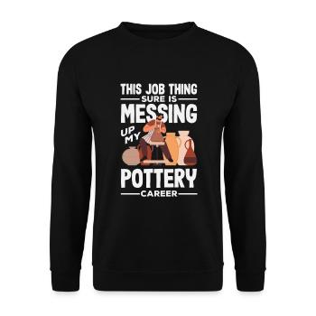 Lustiges Töpfer Töpfern Geschenk Geschenkidee - Unisex Pullover - Schwarz - Vorne - Alina (178cm) & Michal (187cm)