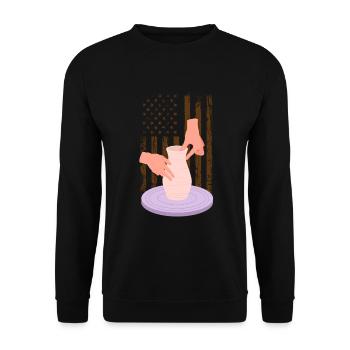 Lustiges Töpfer Töpfern Geschenk Geschenkidee - Unisex Pullover - Schwarz - Vorne - Alina (178cm) & Michal (187cm)