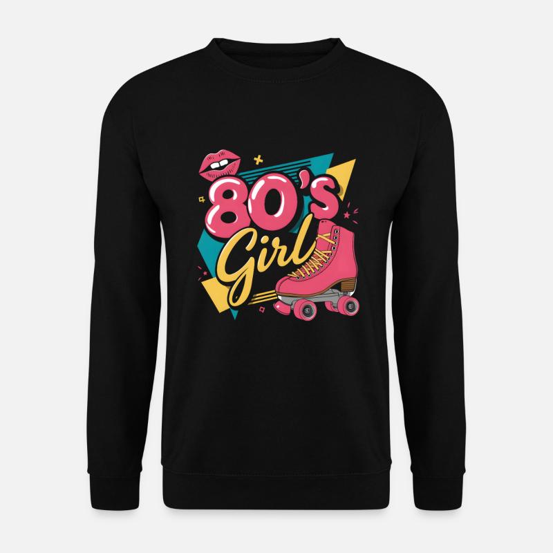Retro 80er Jahre Girl Roller Skate Rollschuhe - Unisex Pullover - Schwarz