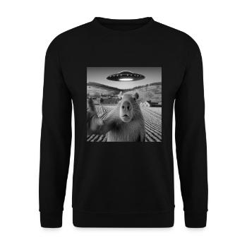 Alien Encounter Capybara Selfie - Unisex Sweatshirt - black - Front - Alina (178cm) & Michal (187cm)