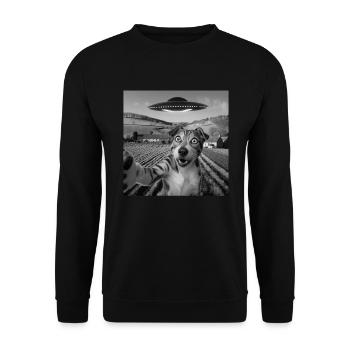 Rencontre extraterrestre Chien Selfie - Sweat-shirt Unisexe - noir - Devant - Alina (178cm) & Michal (187cm)