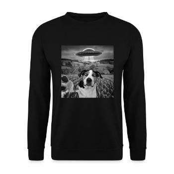 Rencontre extraterrestre Chien Selfie - Sweat-shirt Unisexe - noir - Devant - Alina (178cm) & Michal (187cm)