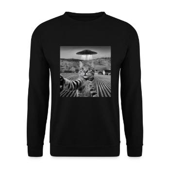Alien Encounter Cat Selfie - Unisex Sweatshirt - black - Front - Alina (178cm) & Michal (187cm)