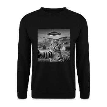Alien Encounter Cat Selfie - Unisex Sweatshirt - black - Front - Alina (178cm) & Michal (187cm)