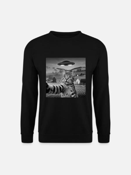 Alien Encounter Cat Selfie - Unisex Sweatshirt - black