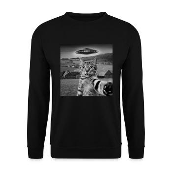 Alien Encounter Cat Selfie - Unisex Sweatshirt - black - Front - Alina (178cm) & Michal (187cm)