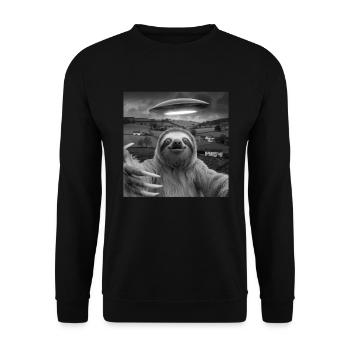 Alien Encounter Sloth Selfie - Unisex Sweatshirt - black - Front - Alina (178cm) & Michal (187cm)