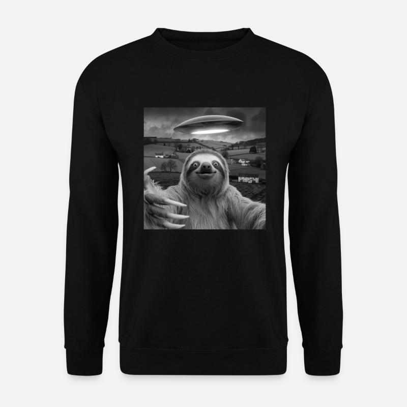 Alien Encounter Sloth Selfie - Unisex Sweatshirt - black