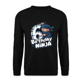 This Little Ninja Is 6 Birthday Shirt - Unisex Sweatshirt - black - Front - Alina (178cm) & Michal (187cm)