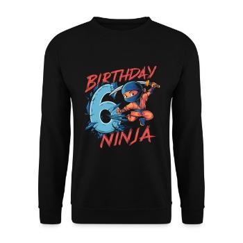 This Little Ninja Is 6 Birthday Shirt - Unisex Sweatshirt - black - Front - Alina (178cm) & Michal (187cm)
